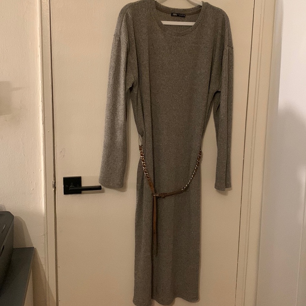 Zara straight dress with belt
